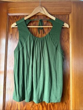 Banana Republic Olive Green Gathered Neck Sleeveless Tank
